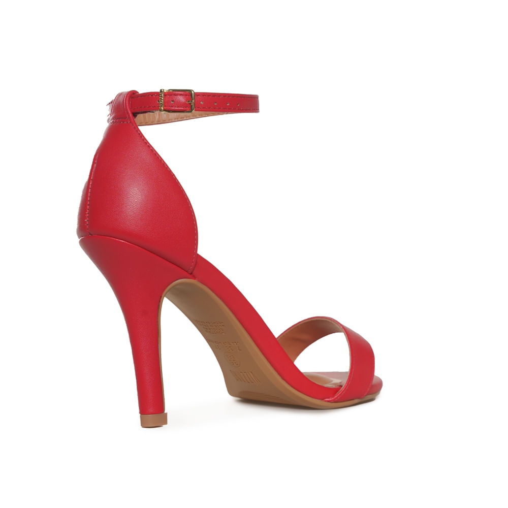 Sandália feminina Vizzano vermelha salto fino vista traseira lateral